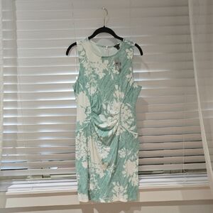 Ann Taylor Mint Green and White Floral Midi Dress
